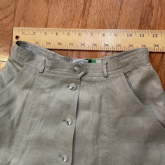 Liz Claiborne 100% Linen Natural Color Button Down Skirt 2 side pockets Size 4 - Picture 6 of 12